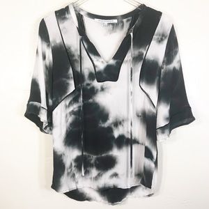 Collective Concepts Tie-Dye V-Neck Peasant Blouse